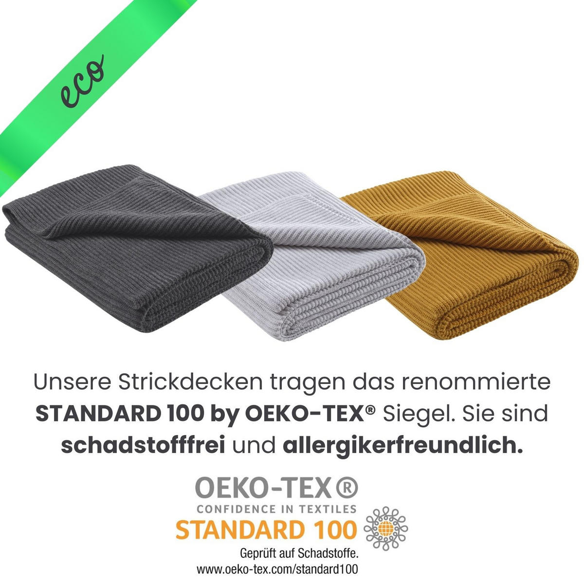 STRICKDECKE eco-line gelb 140/190 cm aus 60% recycelten Materialien - Gelb, Textil (140/190cm) - wometo