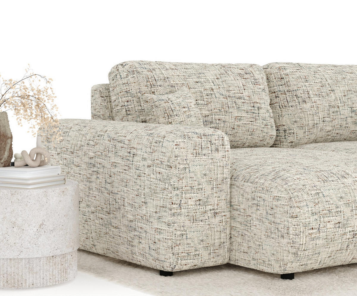 ECKSOFA Zanzibar Beige Webstoff - Beige/Schwarz, Holz/Holzwerkstoff (237/144cm) - Maison de Reve