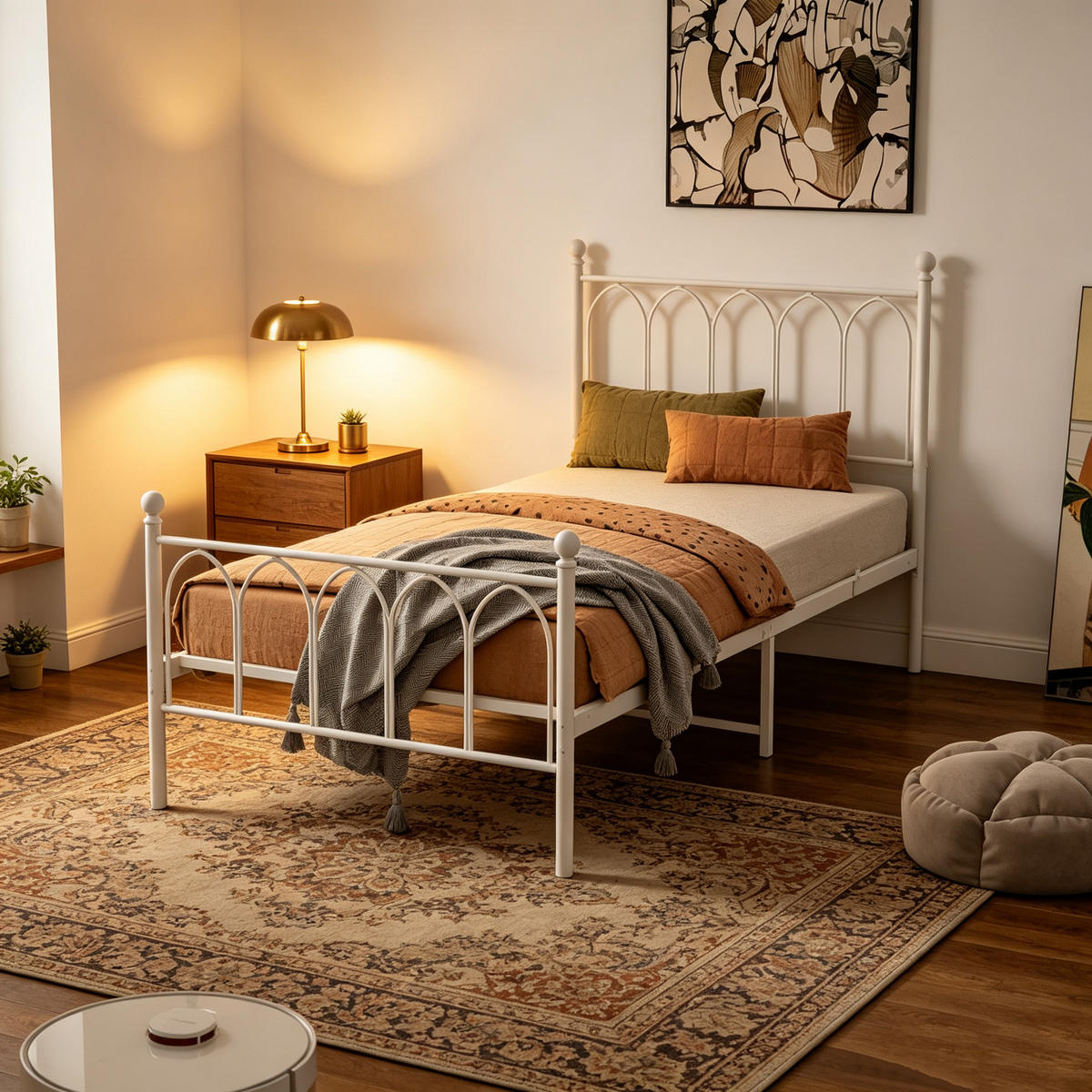 KOVOVÁ POSTEL 90/200 cm s úložným prostorem pod postelí, postel pro mládež s roštem, bílá - bílá, kov (90/200cm) - STILVORA