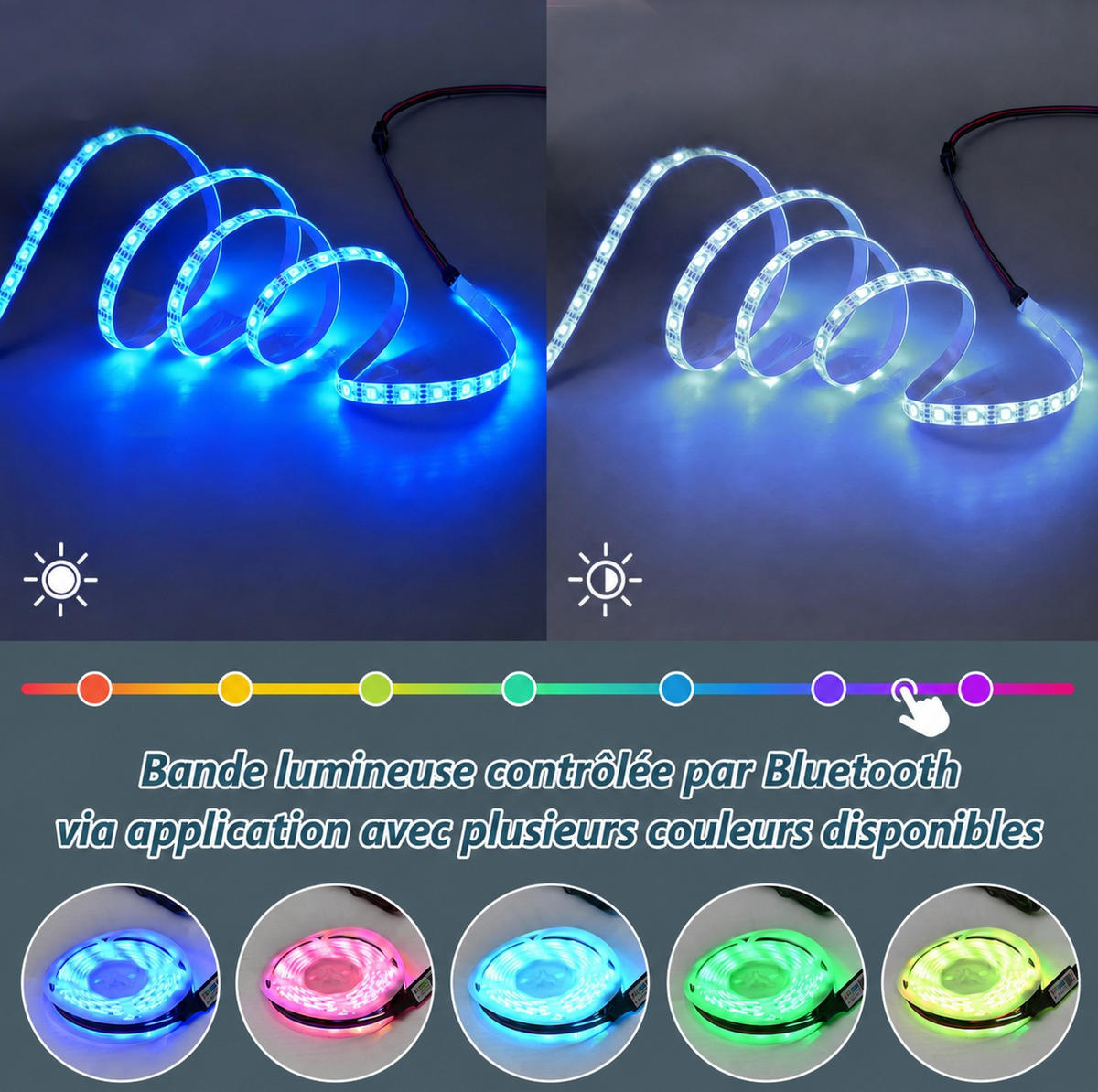 POLSTERBETT aus Samtstoff 180x200 cm Grau mit Bettkasten, RGB-LED-Beleuchtung und USB-/Typ-C-Anschlüssen - Grau, Textil (180/200cm) - Modfu