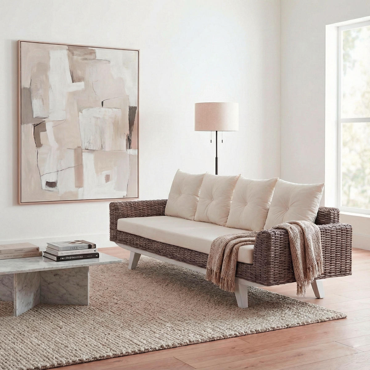 SOFA Cremeweiß - Weiß, Holz (209/85/78cm) - MCW