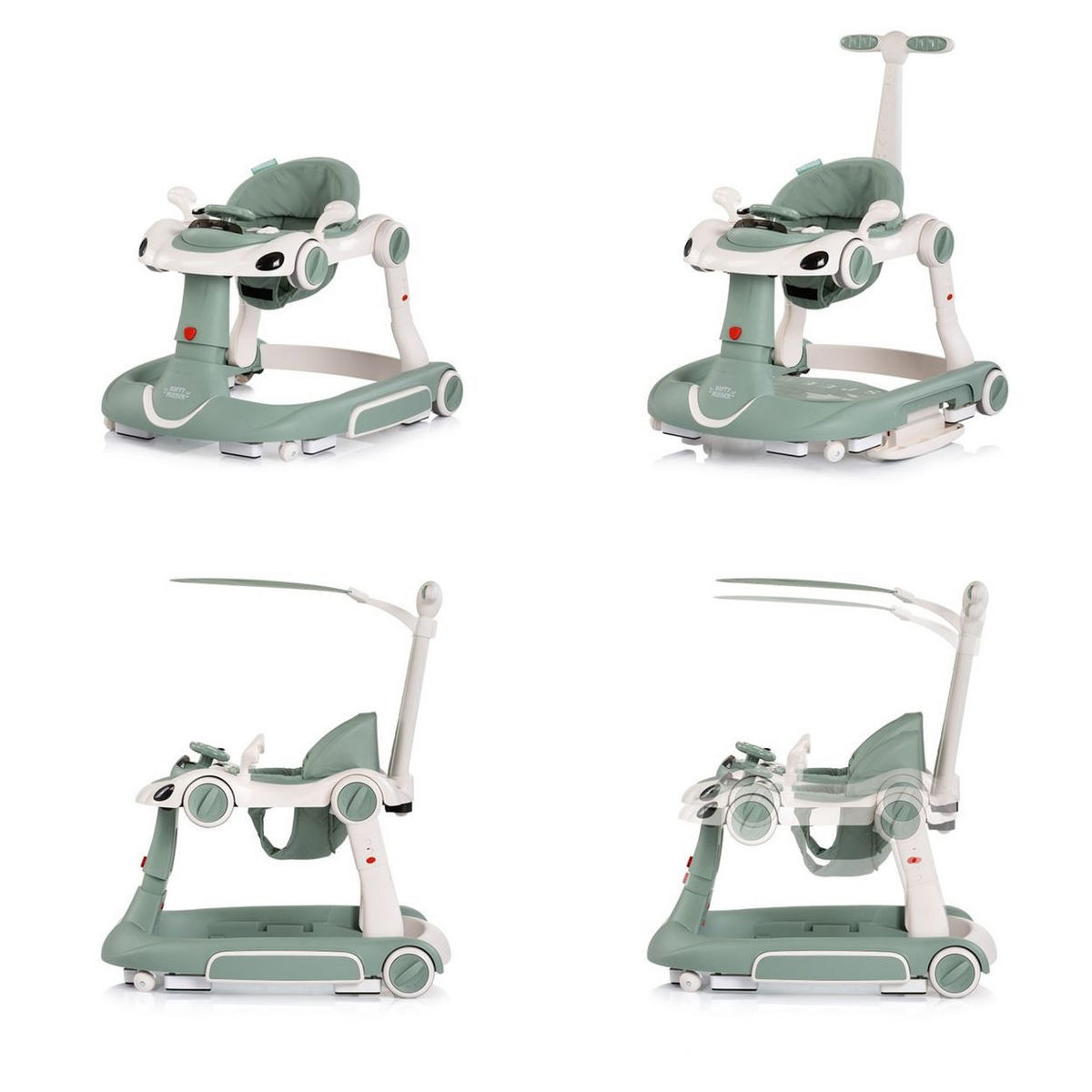 LAUFLERNHILFE Happy Walker grün 5 in 1 Schaukelfunktion Musik Lichter Räder - Grün, Kunststoff (68/61/76cm) - Chipolino