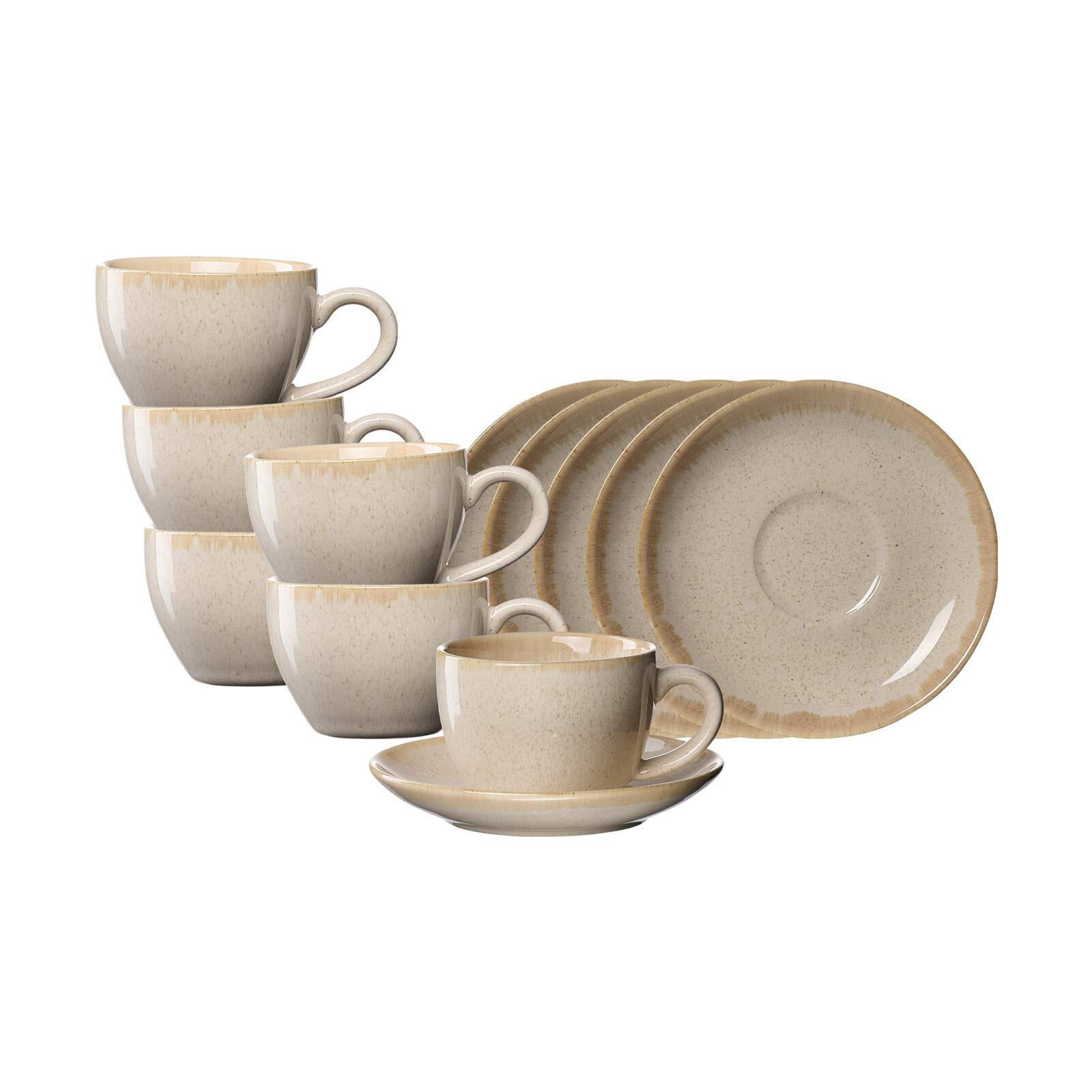 ESPRESSOTASSEN MIT UNTERTASSEN Sahara Creme 100 ml 6er Set - Creme, Keramik (11.5/7/11.5cm) - Ritzenhoff Breker