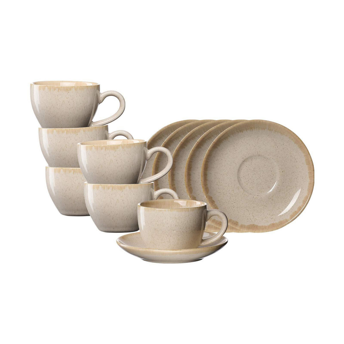 ESPRESSOTASSEN MIT UNTERTASSEN Sahara Creme 100 ml 6er Set - Creme, Keramik (11.5/7/11.5cm) - Ritzenhoff Breker
