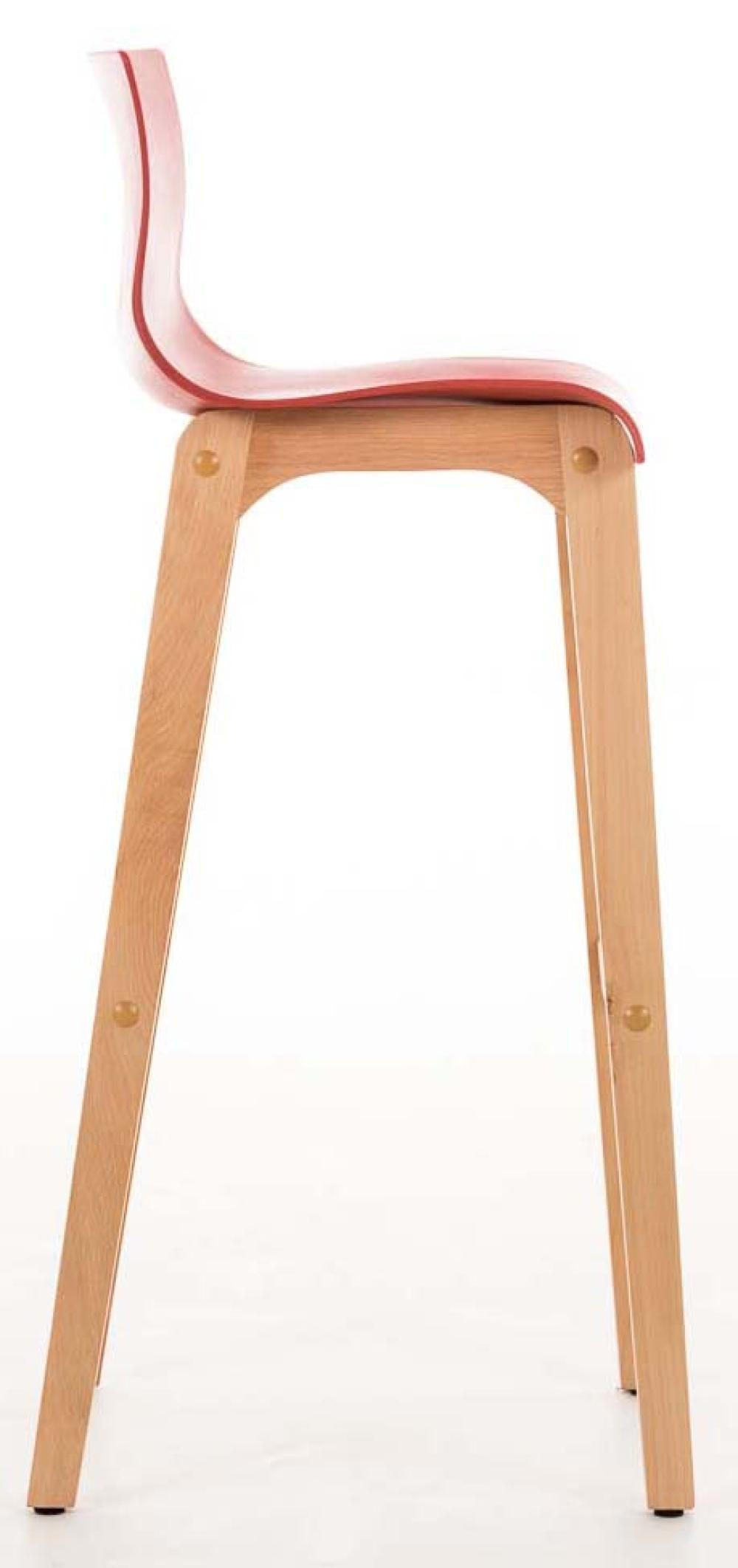 BARHOCKER 2er Set Holz rot - Eukalyptusholzfarben/Rot, Holz (41/101/46cm) - CLP