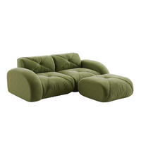 ECKSOFA 204×171×76 cm aus Chenille rahmenlos modular mit Hockern, grün - Grün, Textil (171/204cm) - Luhomfu