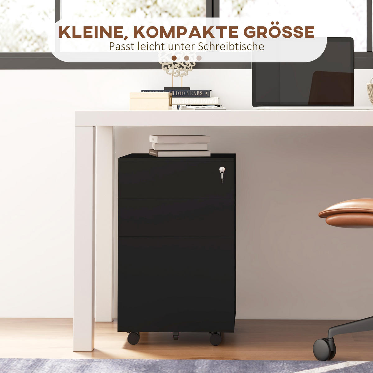 AKTENSCHRANK mit Schloss, für A4 Legal, Briefformat, Stahl - Schwarz, Metall (43.5/60/37cm) - Vinsetto