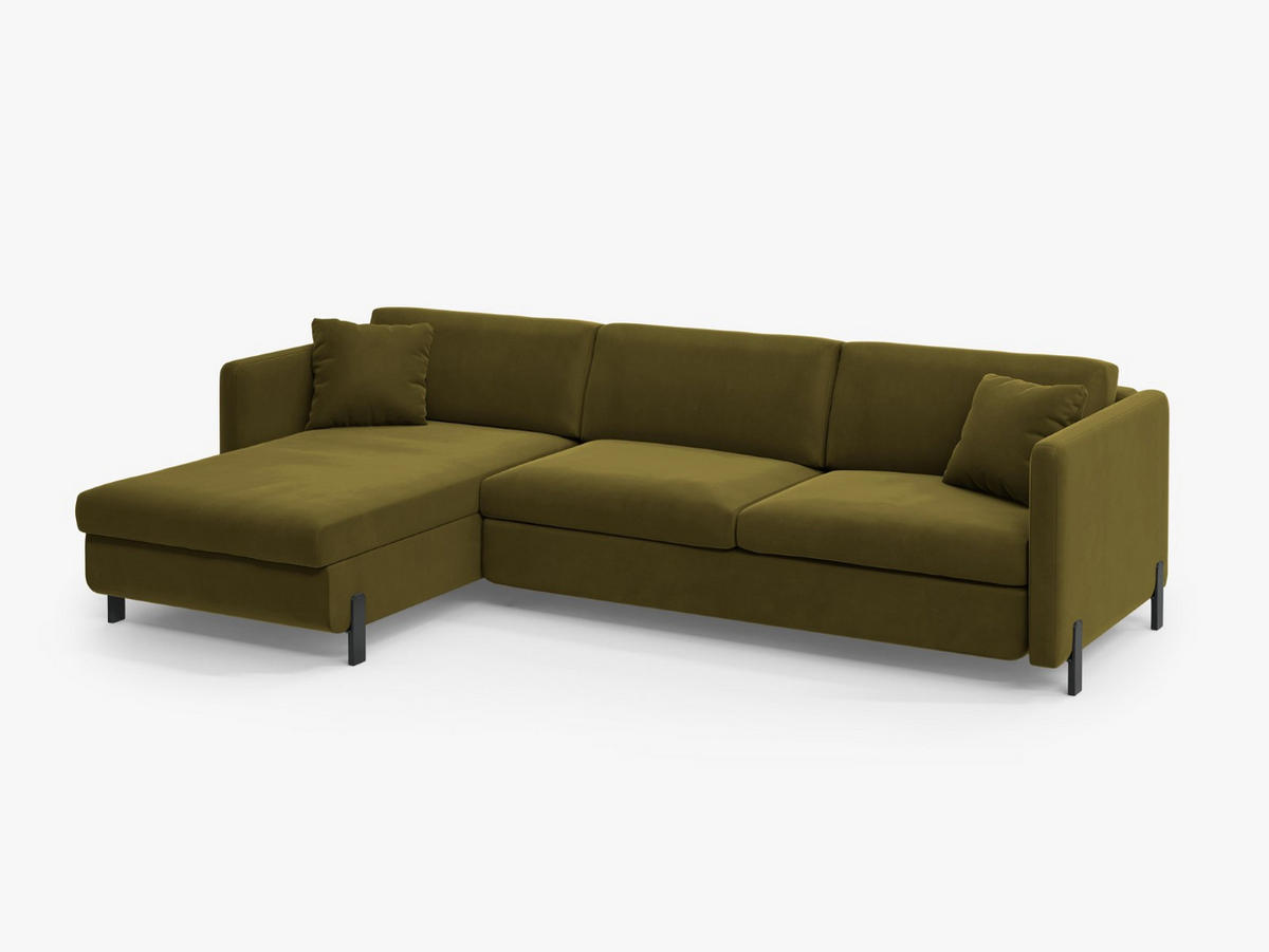 ECKSOFA ausklappbar links Gloria aus Samt grün 5 Sitzplätze - Grün, Textil (170/280cm) - Micadoni