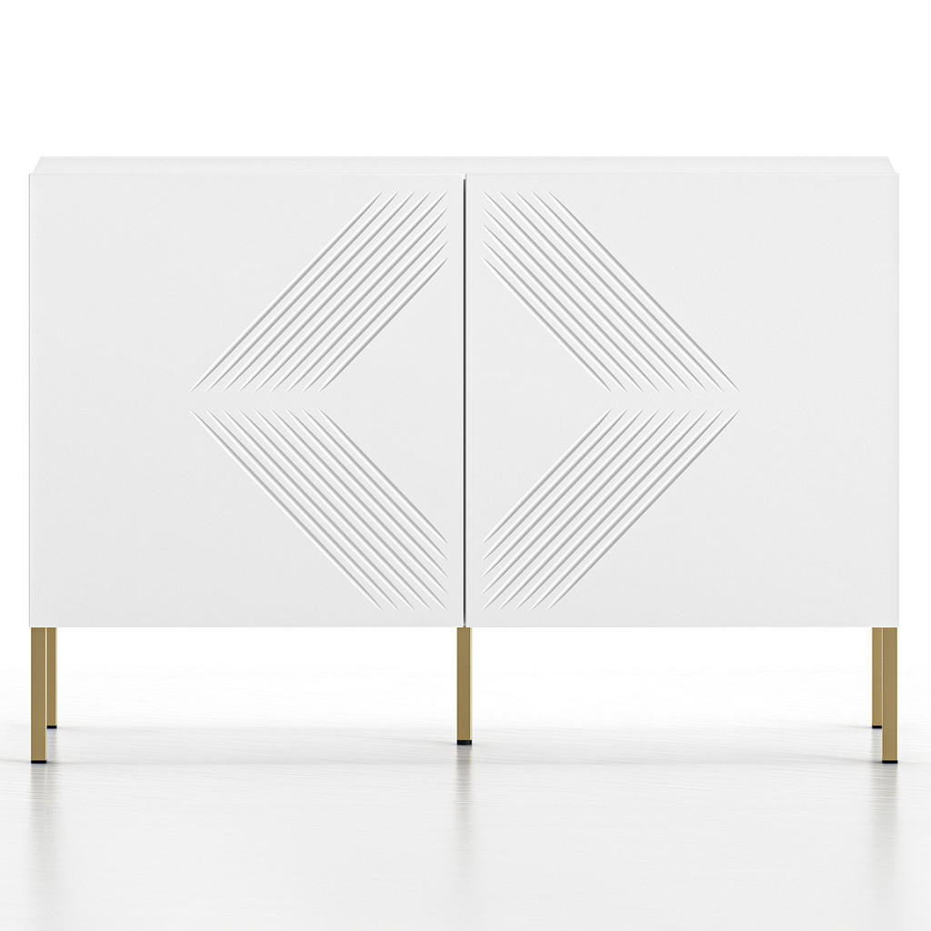 Thumbnail - Konsimo® Kommode, Weiß, Gold, Holzwerkstoff, 114x77x37 cm, Wohnzimmer, Kommoden & Sideboards, Kommoden