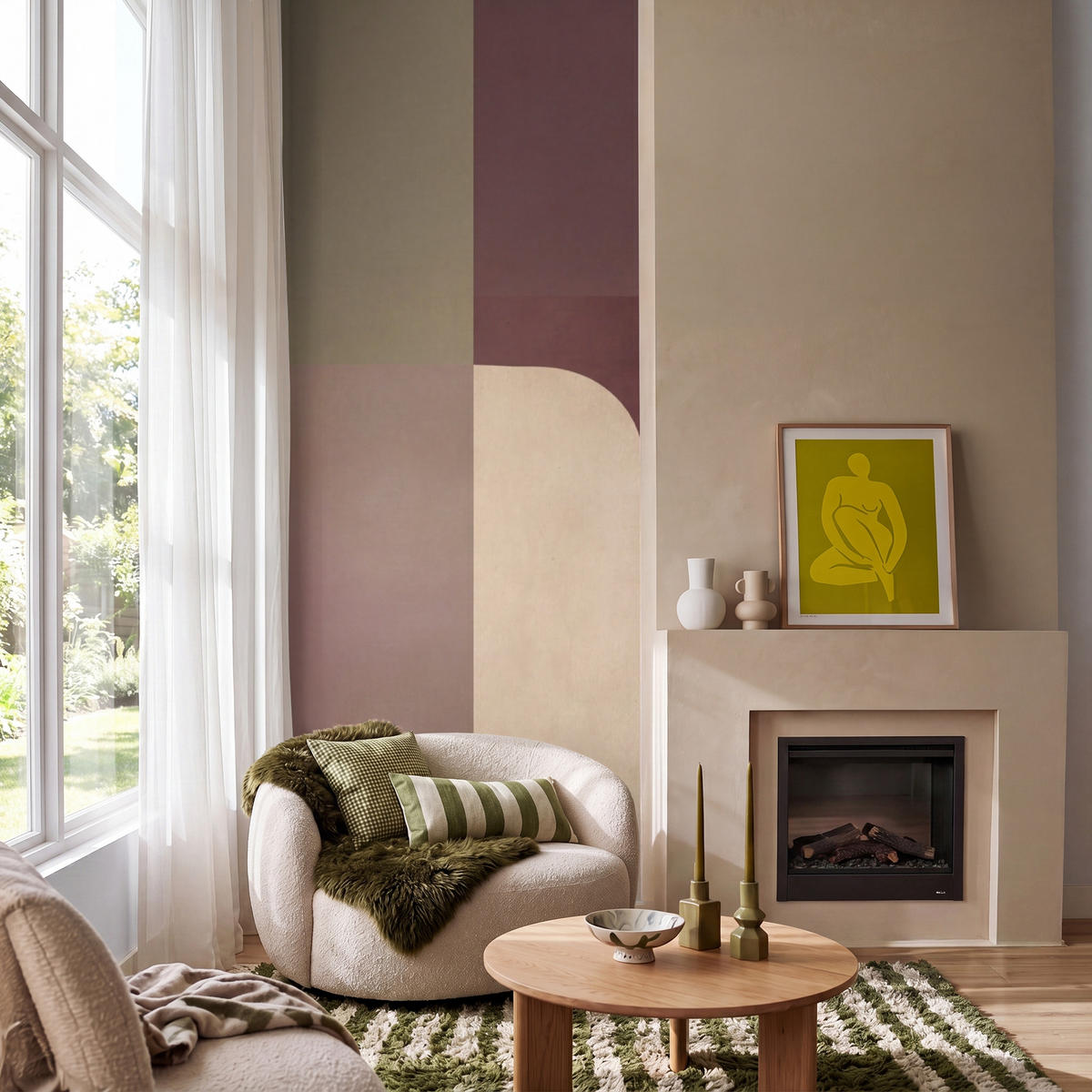 TAPETE - Unis - Abstrakt - Bordeaux - Linien - 100x280 cm - Multicolor, Papier (100/280cm) - OnlyWow