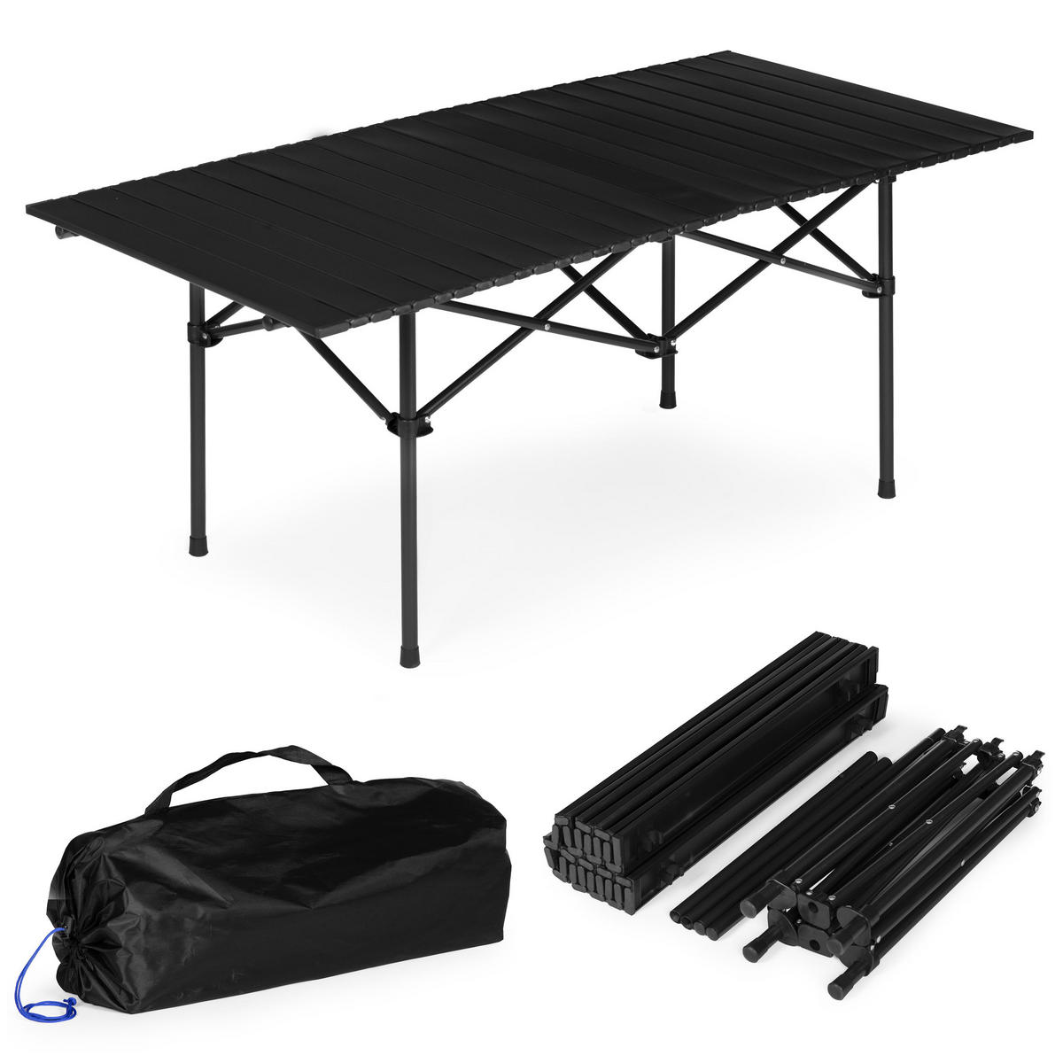 CAMPINGTISCH Schwarz - Schwarz, Metall (55/120/49cm) - Mat-Haus