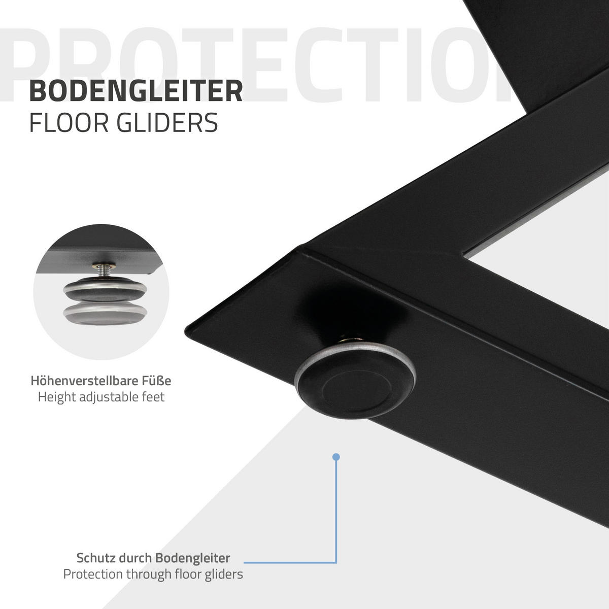 TISCHBEINE 2er Set 43xH40 cm X-Form, Schwarz - Schwarz, Metall (43/6/40cm) - ML-DESIGN