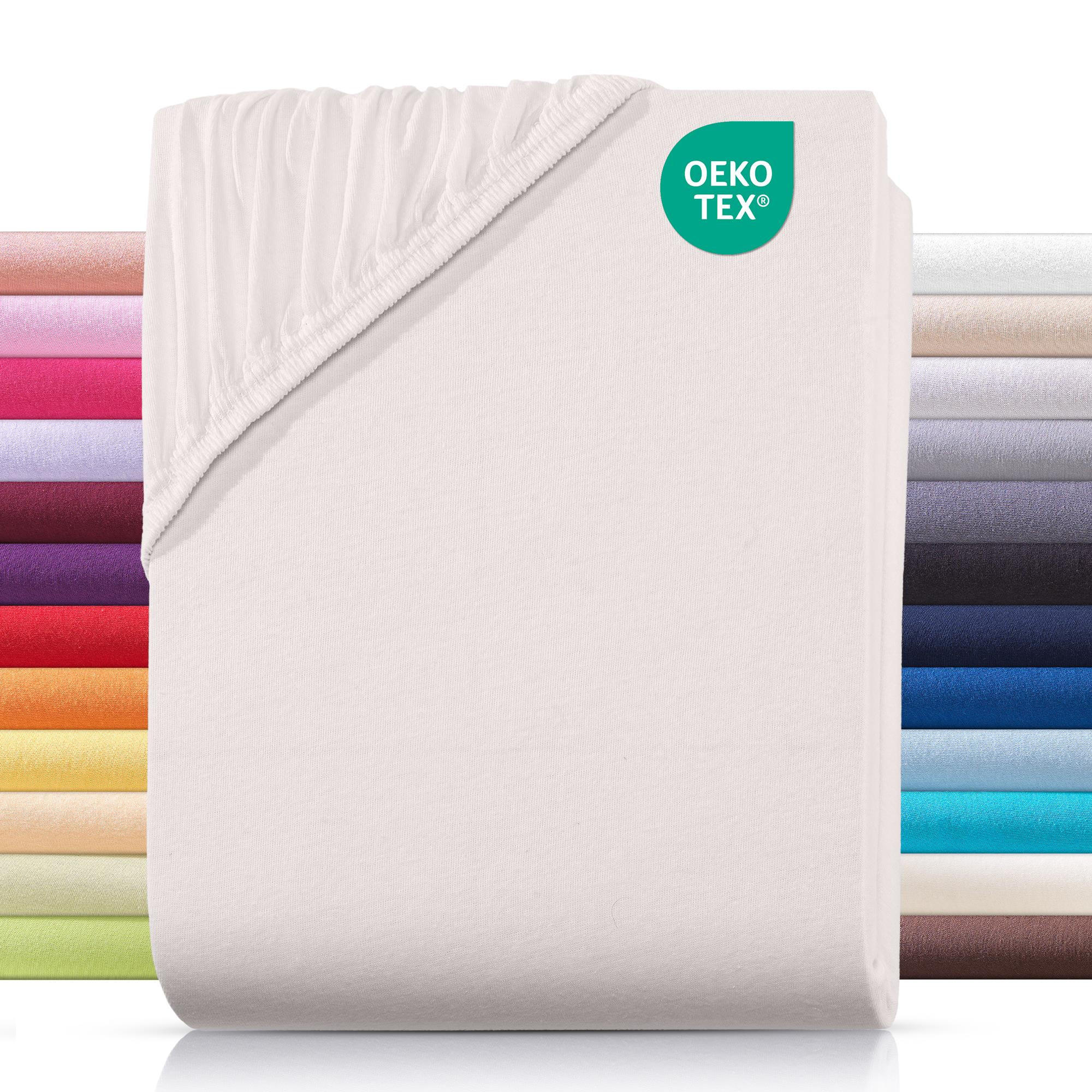 JERSEY-SPANNBETTLAKEN 100x200 cm aus 100% Baumwolle, Bettlaken Natur Uni - Creme, Textil (100/200cm) - Carpe Sonno