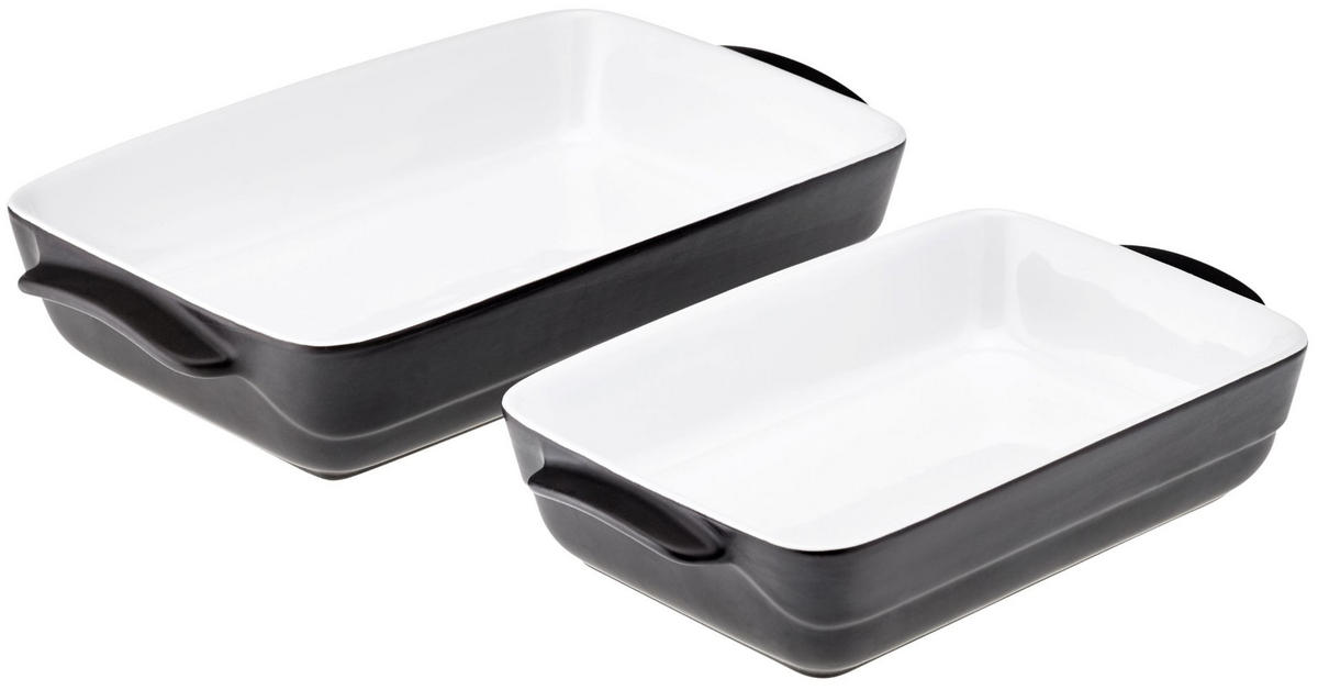 AUFLAUF & Servierform eckig 31 x 10 cm „Schiefer“ - Schieferfarben, Keramik (31/10/5cm) - Magu Cera