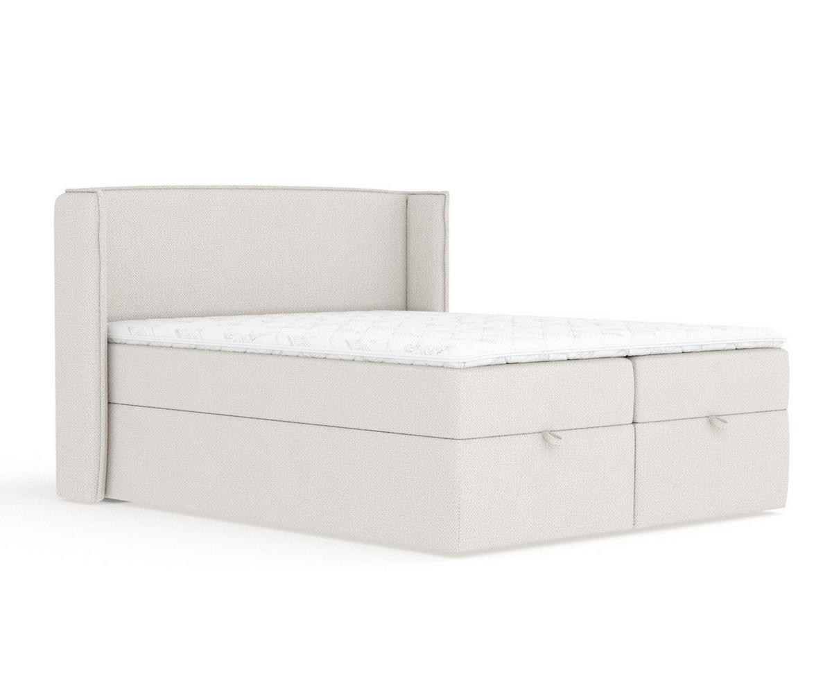 BOXBETT Passion Beige 160/200 cm mit Matratze und Topper - Beige/Schwarz, Holz/Holzwerkstoff (160/200cm) - Maison de Reve