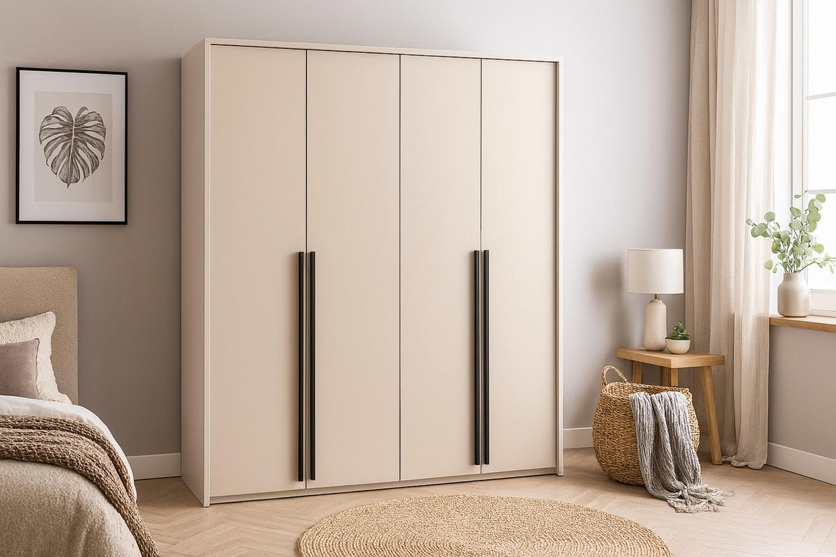 KLEIDERSCHRANK GENEVE 210/217/65 cm in Sandbeige - Beige, Holzwerkstoff (210/217/65cm) - Deine Möbel 24