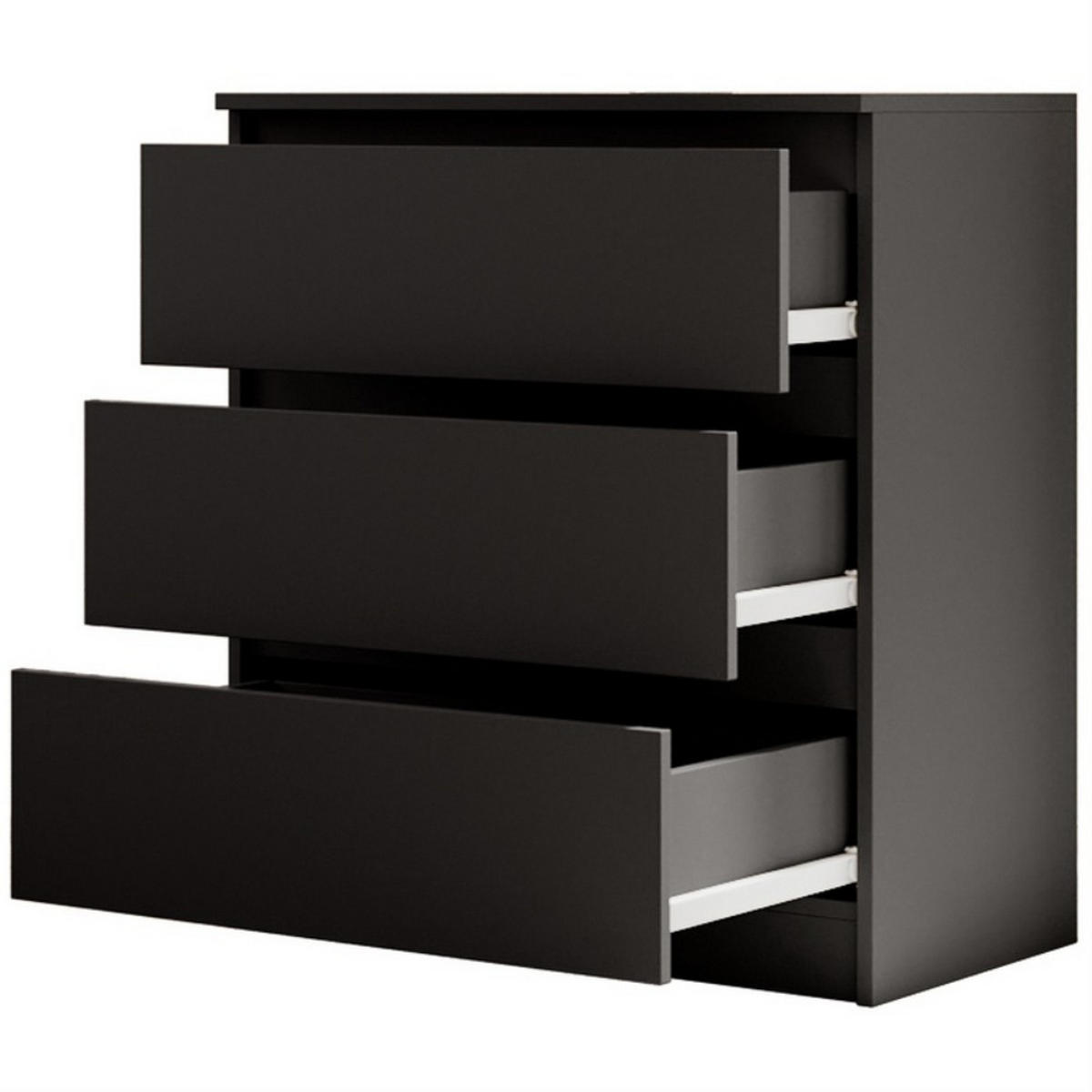 KOMMODE Lemon 70 cm mit drei Schubladen schwarz matt - Schwarz, Holzwerkstoff (70/78.5/39cm) - Beautysofa