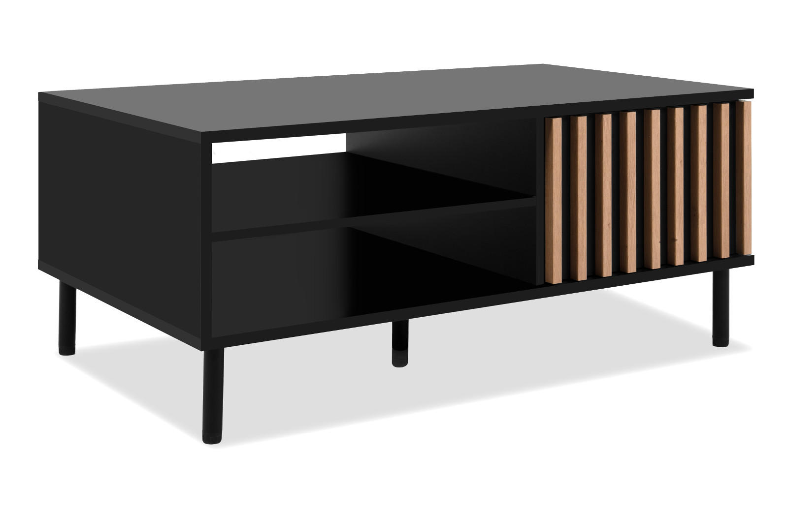 COUCHTISCH schwarz, Eiche 110 cm, Wohnzimmertisch mit Stauraum - Schwarz/Eiche Artisan, Holzwerkstoff/Metall (67/110.5/47cm) - Furn.Design