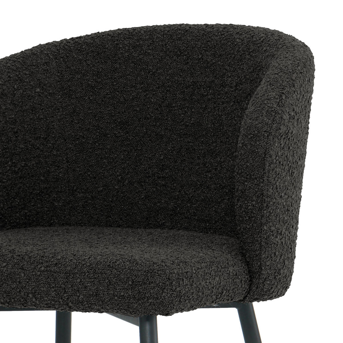 POLSTERSTUHL - 2er-Set - Bouclé / Eisen - Schwarz, Textil/Metall (57/80/60cm) - home24