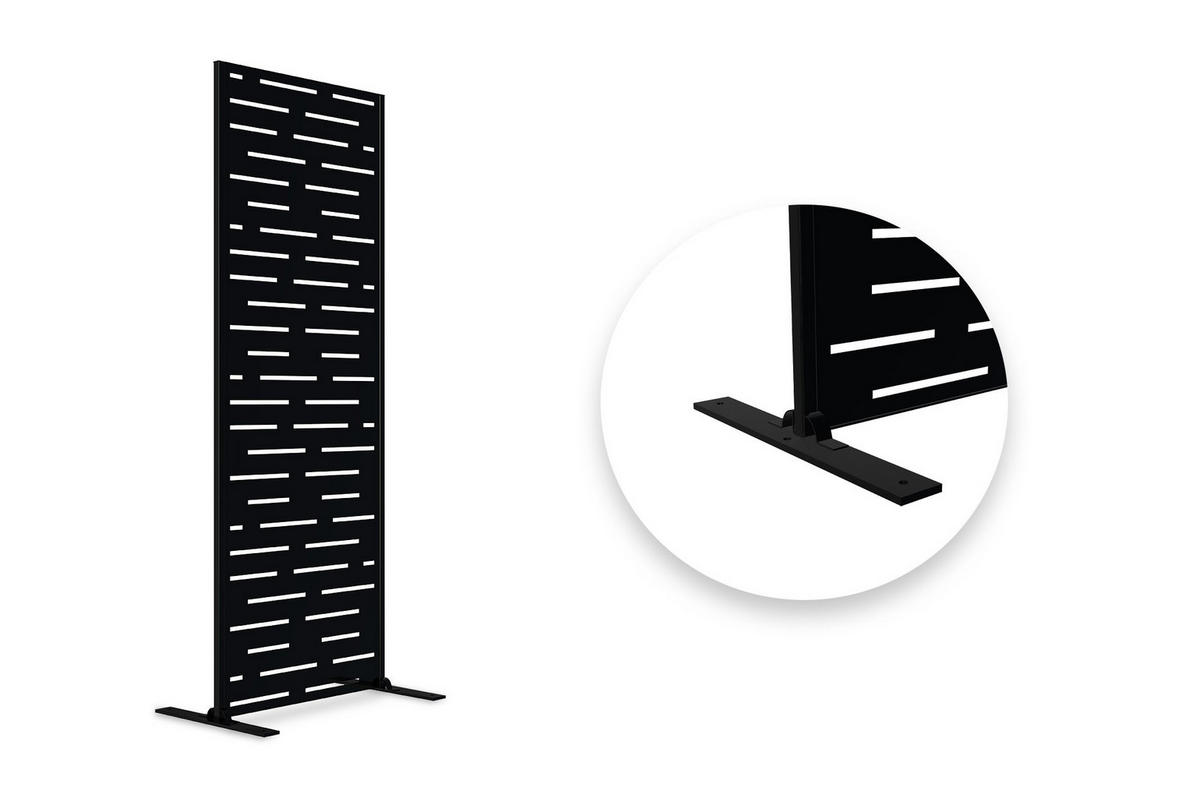 SICHTSCHUTZPANEEL dekorativ Arlberg schwarz H.160cm Vollmuster - Schwarz, Metall (60/160cm) - Casanoov
