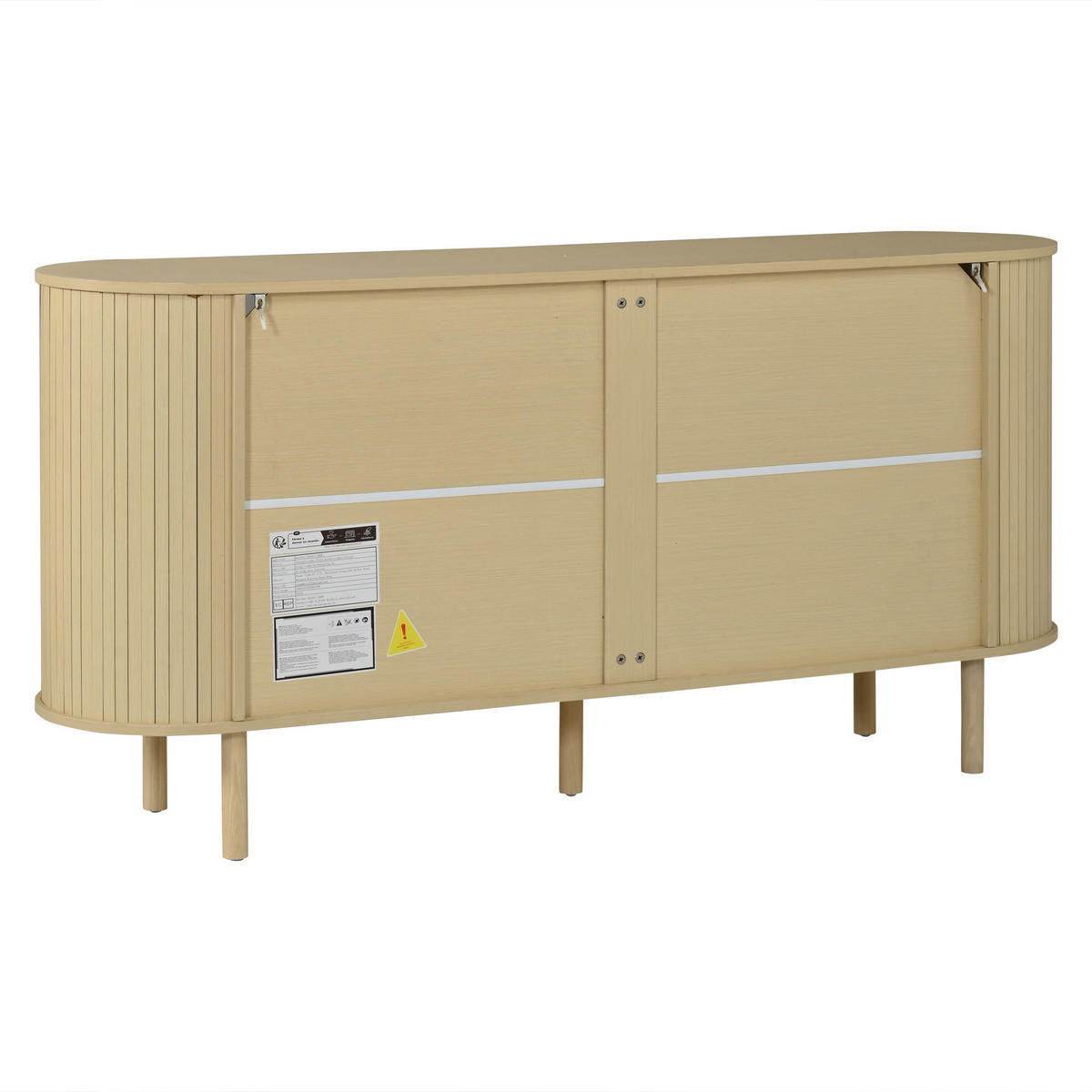 SIDEBOARD 160x40x78.5cm Naturholz mit 3 Wellentüren - Naturfarben, Holzwerkstoff (160/78.5/40cm) - FLIEKS