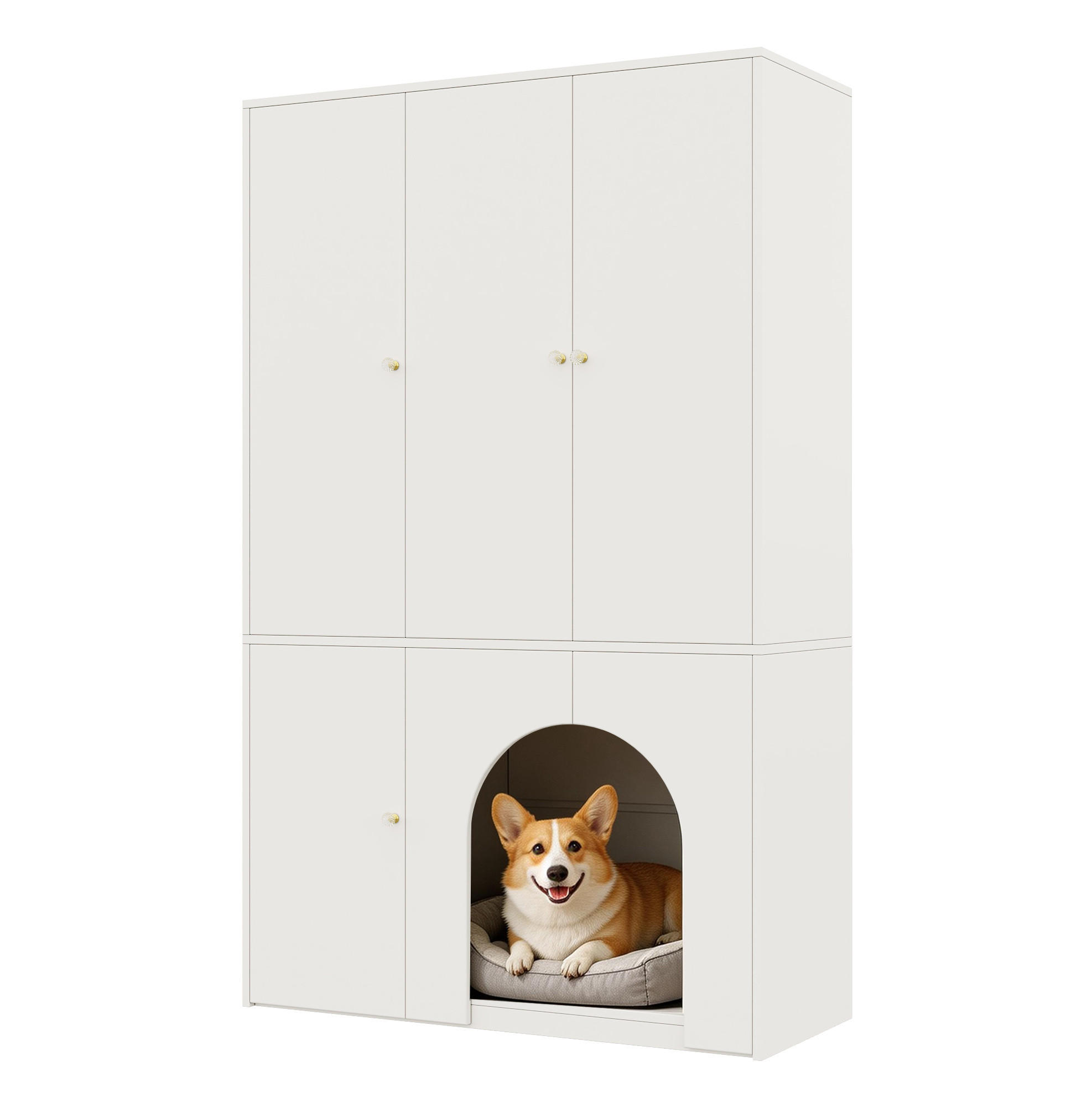 Modfu ŠATNÍ skříň z MDF 120x50x200 cm bílá s tyčí na oděvy a prostorem pro mazlíčka