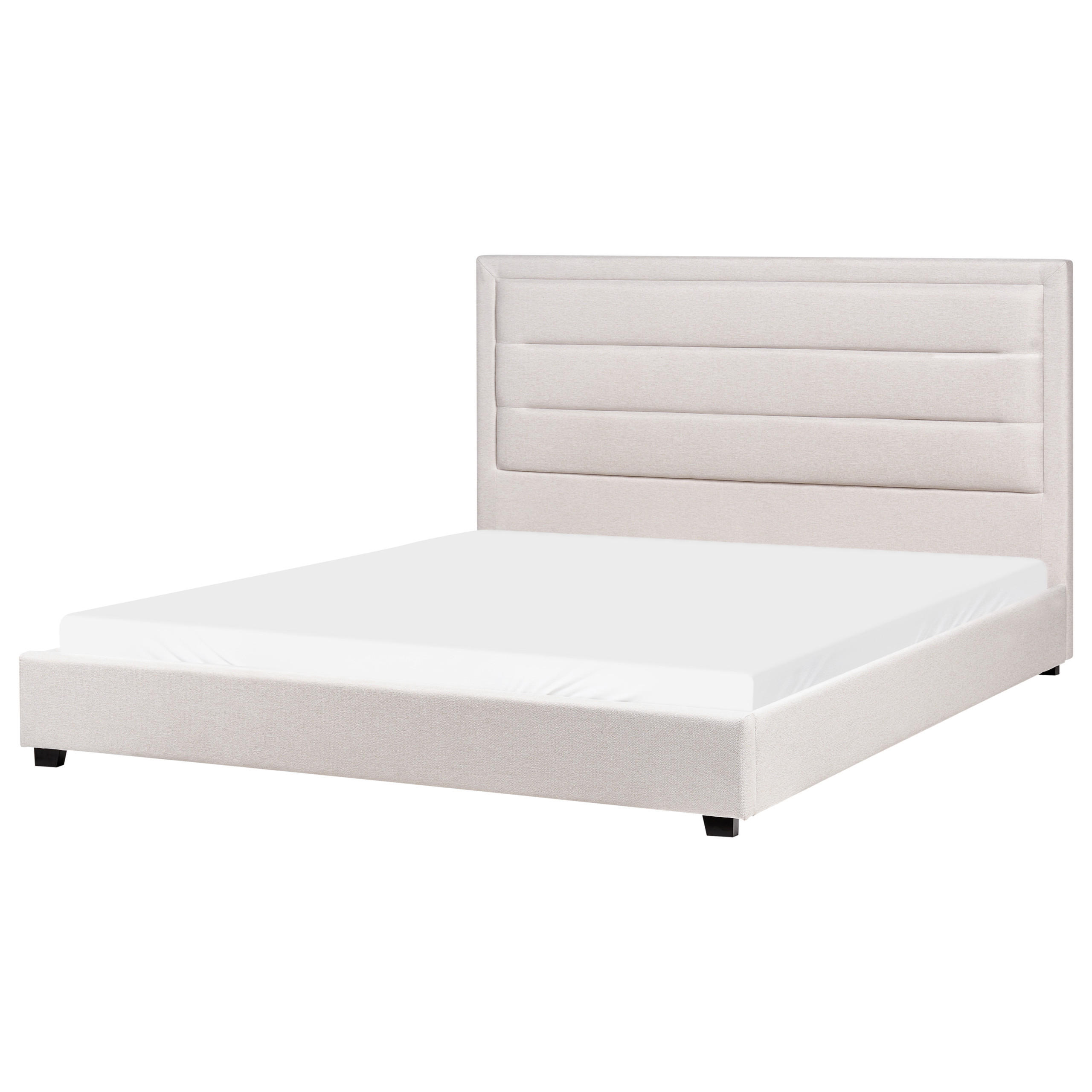 BETT mit Lattenrost 180/200 cm Hellbeige Rouen - Beige/Schwarz, Textil (180/200cm) - Beliani