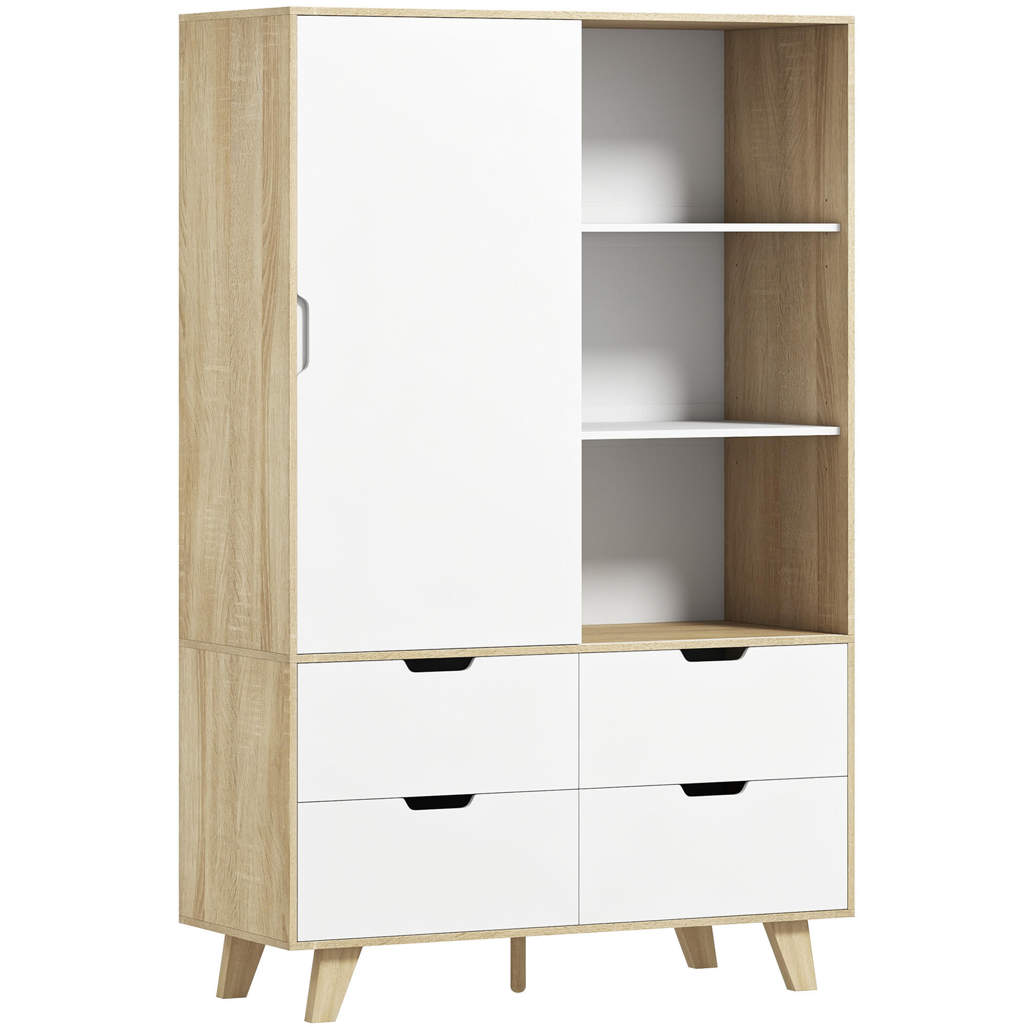 KLEIDERSCHRANK MDF Kiefernholz Eiche Weiss - Weiß, Holz/Holzwerkstoff (50/187.5/120cm) - HOMCOM