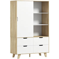KLEIDERSCHRANK MDF Kiefernholz Eiche Weiss - Weiß, Holz/Holzwerkstoff (50/187.5/120cm) - HOMCOM