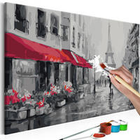 MALEN NACH ZAHLEN 50/40 cm - Rot/Grau, Textil (1.4/40cm) - KUNSTLOFT