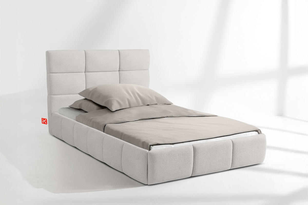 POLSTERBETT ALTOS Einzelbett, Bouclé, weiß - Weiß, Holz/Holzwerkstoff (120/200cm) - KONSIMO®