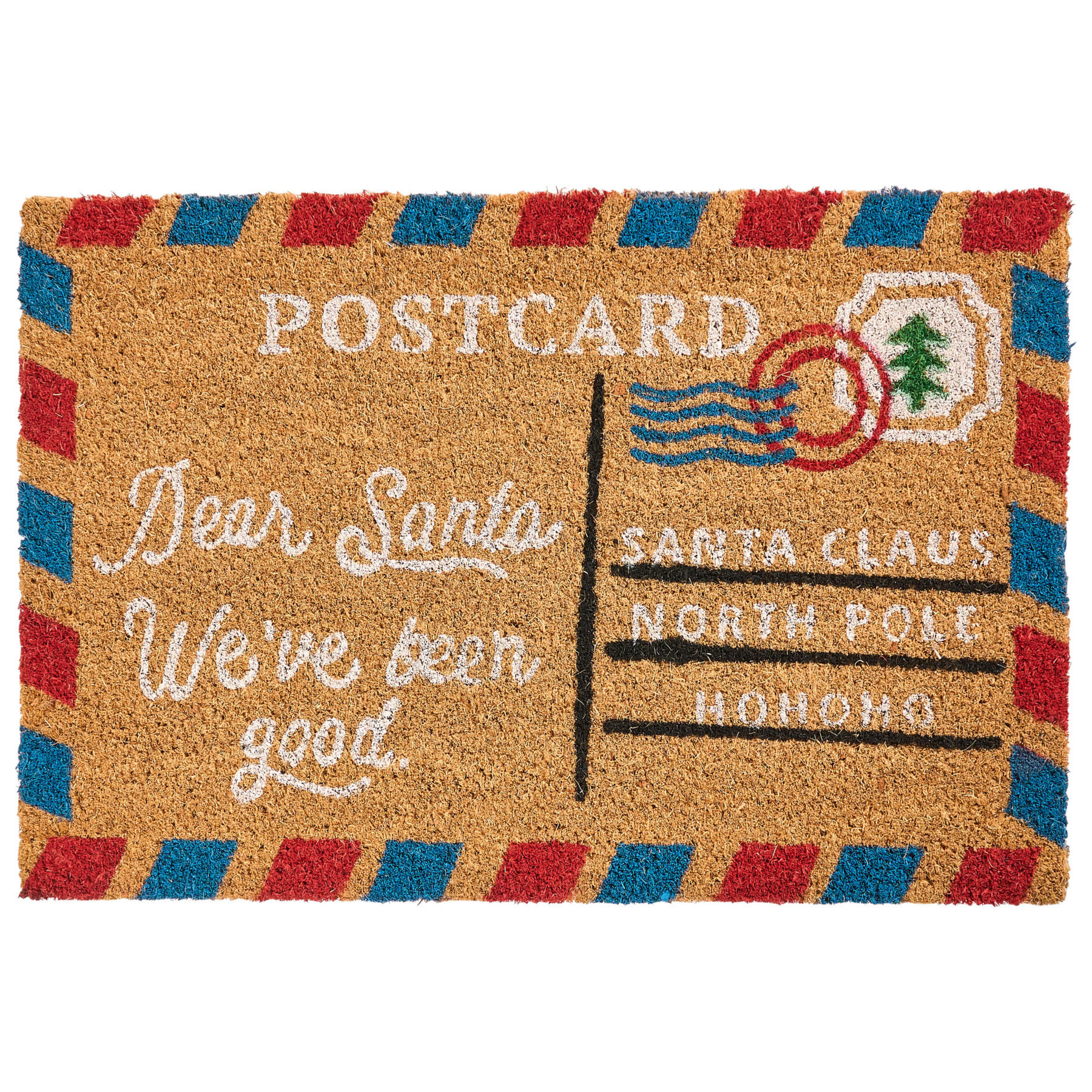 FUSSMATTE Naturfarben 45/75 cm Weihnachtsmotiv Kokosfasern Katalla - Naturfarben, Textil (45/75cm) - Beliani