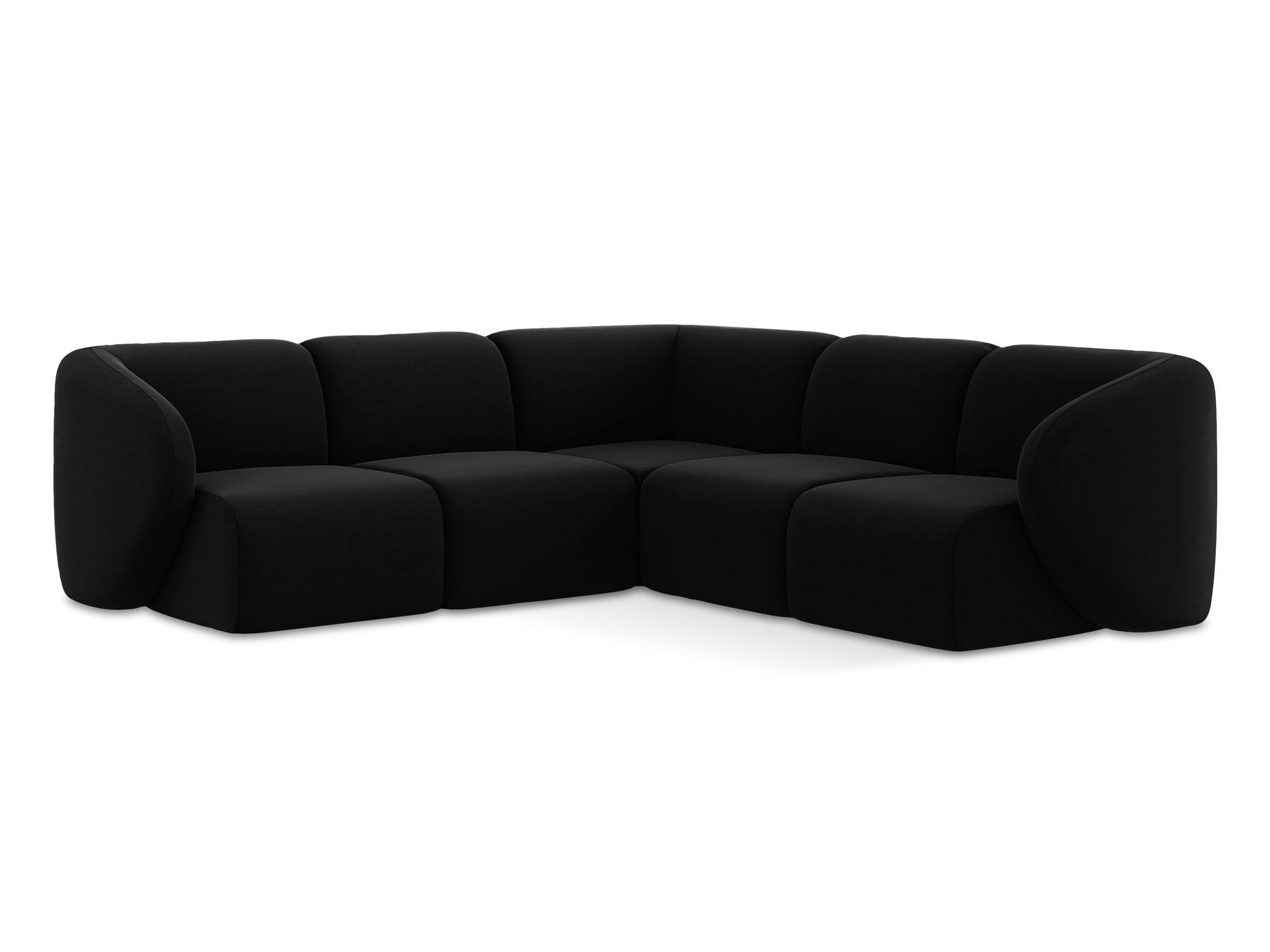 ECKSOFA Samt Stoff Schwarz - Schwarz, Holzwerkstoff/Kunststoff (251/251cm) - Makamii