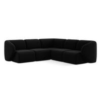 ECKSOFA Samt Stoff Schwarz - Schwarz, Holzwerkstoff/Kunststoff (251/251cm) - Makamii