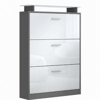 SCHUHSCHRANK Lavia Front in Weiß Hochglanz - Weiß Hochglanz, Holzwerkstoff (89/128/23cm) - Vladon