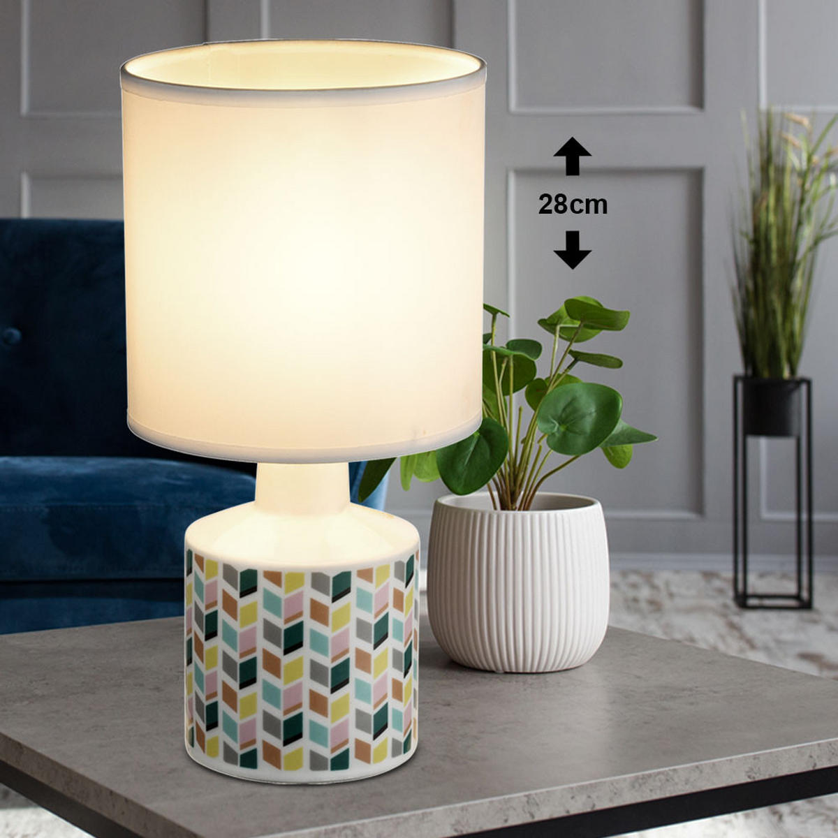 LED TISCHLEUCHTE Keramik Bunt - Multicolor, Keramik (14/14/28cm)