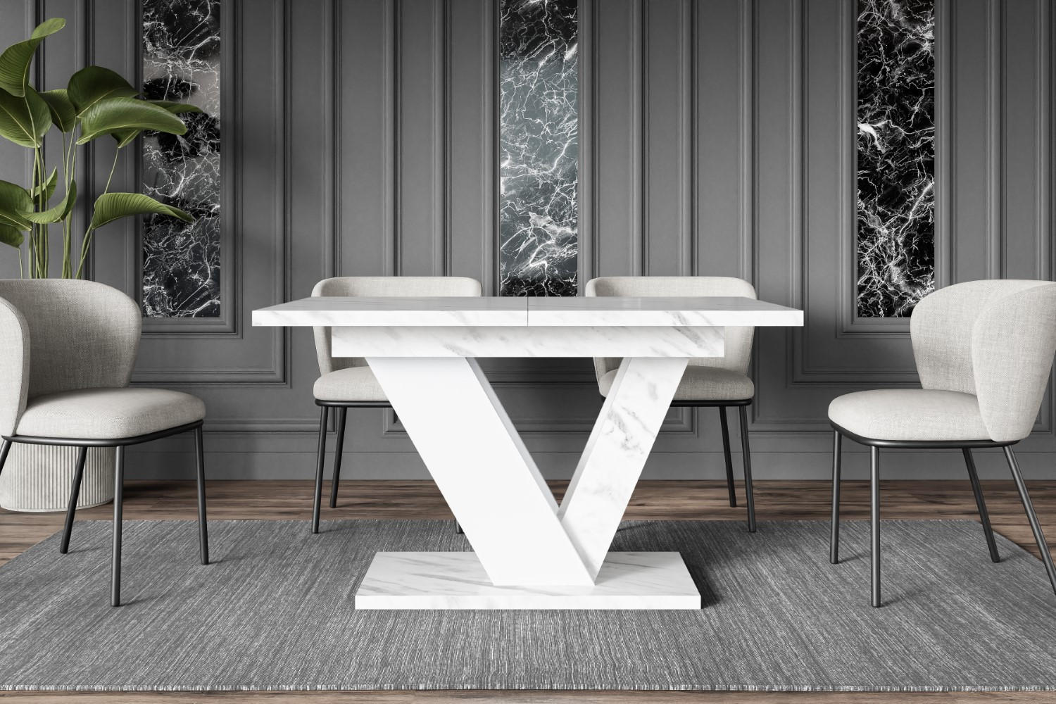 ESSTISCH ausziehbar 120 -160x80x75 cm - Bianco Marble / White -CLASI - Weiß, Holzwerkstoff (120/80/75cm) - ALTDECOR