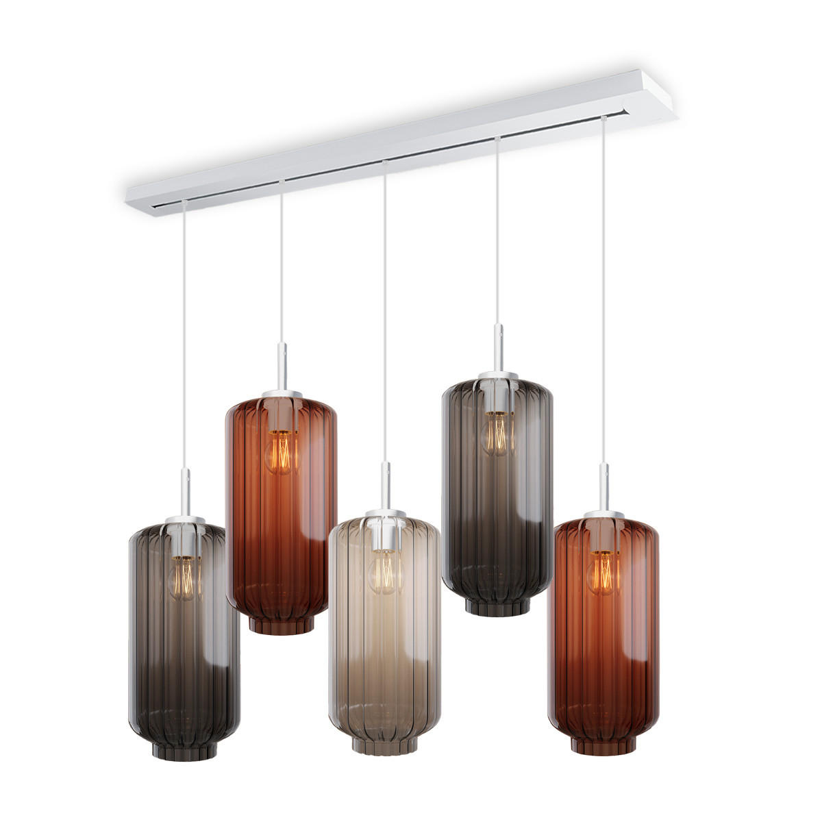 HÄNGELEUCHTE Velo 5-flammig Mehrfarbig Ø 18cm - Multicolor/Weiß, Glas (18/18/33cm) - s.luce