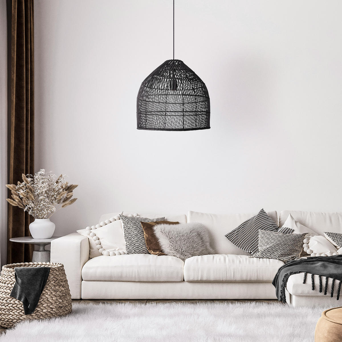 PENDELLEUCHTE Linnu - Schwarz, Metall (44/44/44cm) - Paco Home