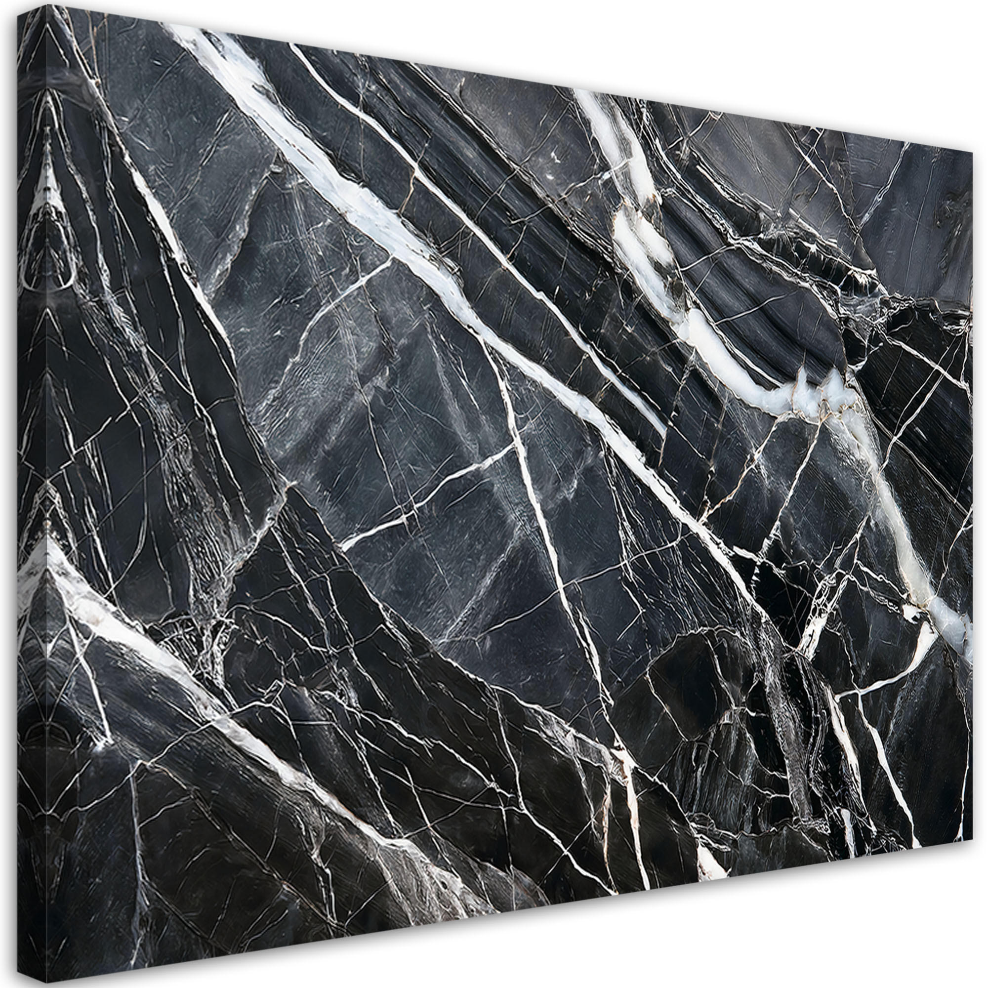 LEINWANDBILD Schwarz-weiße Marmorstruktur 100x70cm - Schwarz, Textil (100/70cm) - Feeby