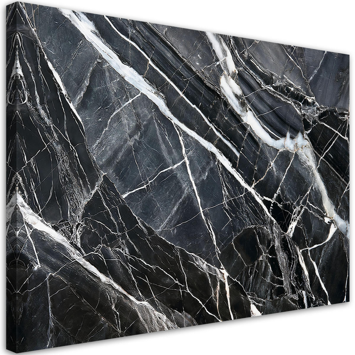 LEINWANDBILD Schwarz-weiße Marmorstruktur - Schwarz, Textil (60/40cm) - Feeby