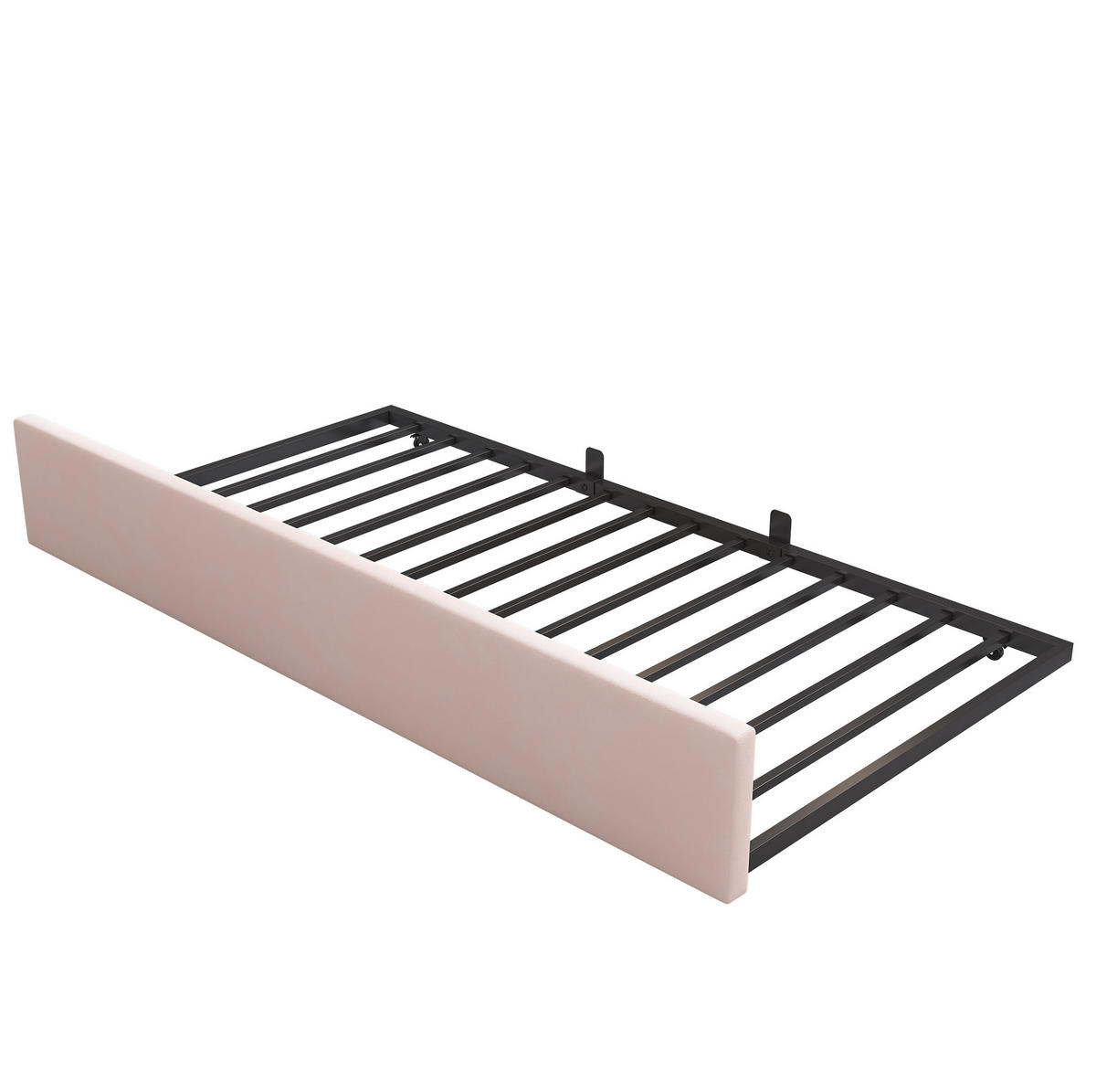 POSTEL 97/203/76 cm růžová sametová s výsuvným lůžkem - růžová, textil (90/200cm) - BEAOK