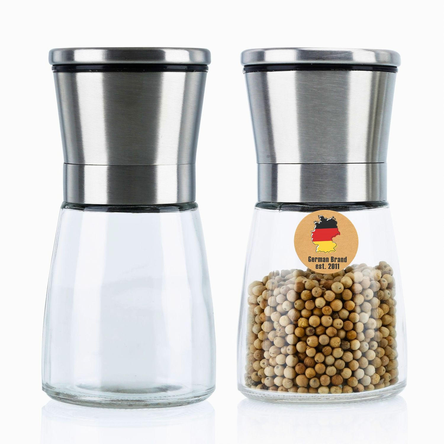 GEWÜRZMÜHLE (2er Set) - Silberfarben, Metall (6.5/6.5/13.5cm) - Intirilife