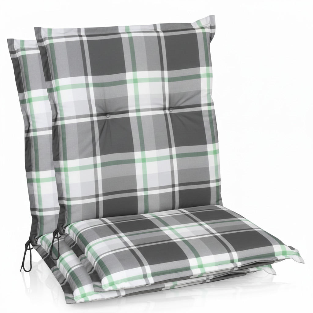 NIEDERLEHNERAUFLAGE Sunny MK 100x50x6cm Mintgrün Kariert (2tlg) - Mintgrün, Textil (50/6/100cm) - Beautissu 