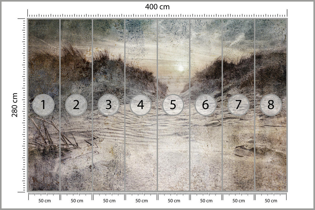 FOTOTAPETE Abstrakter Strand Beton Abstraktion 400x280 - Beige/Braun, Papier (400/280cm) - Muralo