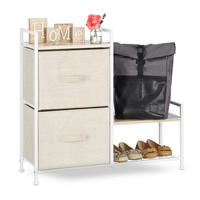 SCHUBLADENBOX - Creme, Textil/Metall (84/76/29cm) - Relaxdays