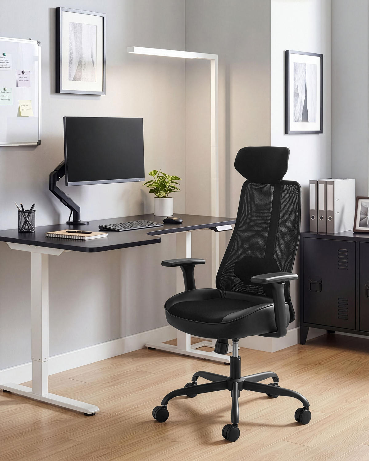 BÜROSTUHL Schwarz Stryke - Schwarz, Kunststoff/Textil (70/115/70cm) - Beliani