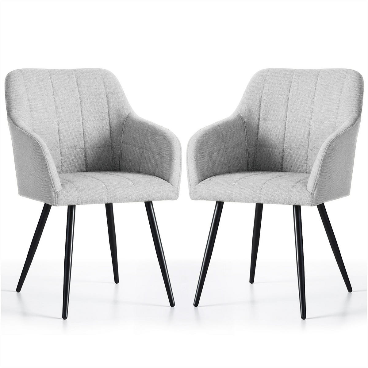 POLSTERSTUHL 2er Set, Metallbeine Grau, Schwarz 54/82/58 - Schwarz/Grau, Textil (54/82/58cm) - RAUMHIRSCH FURNITURE