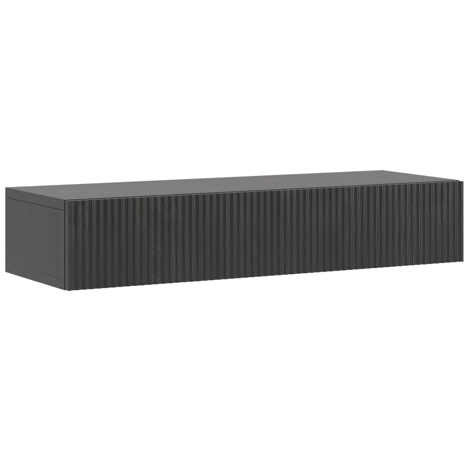 HÄNGEKONSOLE Nolie Holzoptik Esche Schwarz mit Schublade 90 cm - Schwarz, Holzwerkstoff (90/17/35.6cm) - Selsey