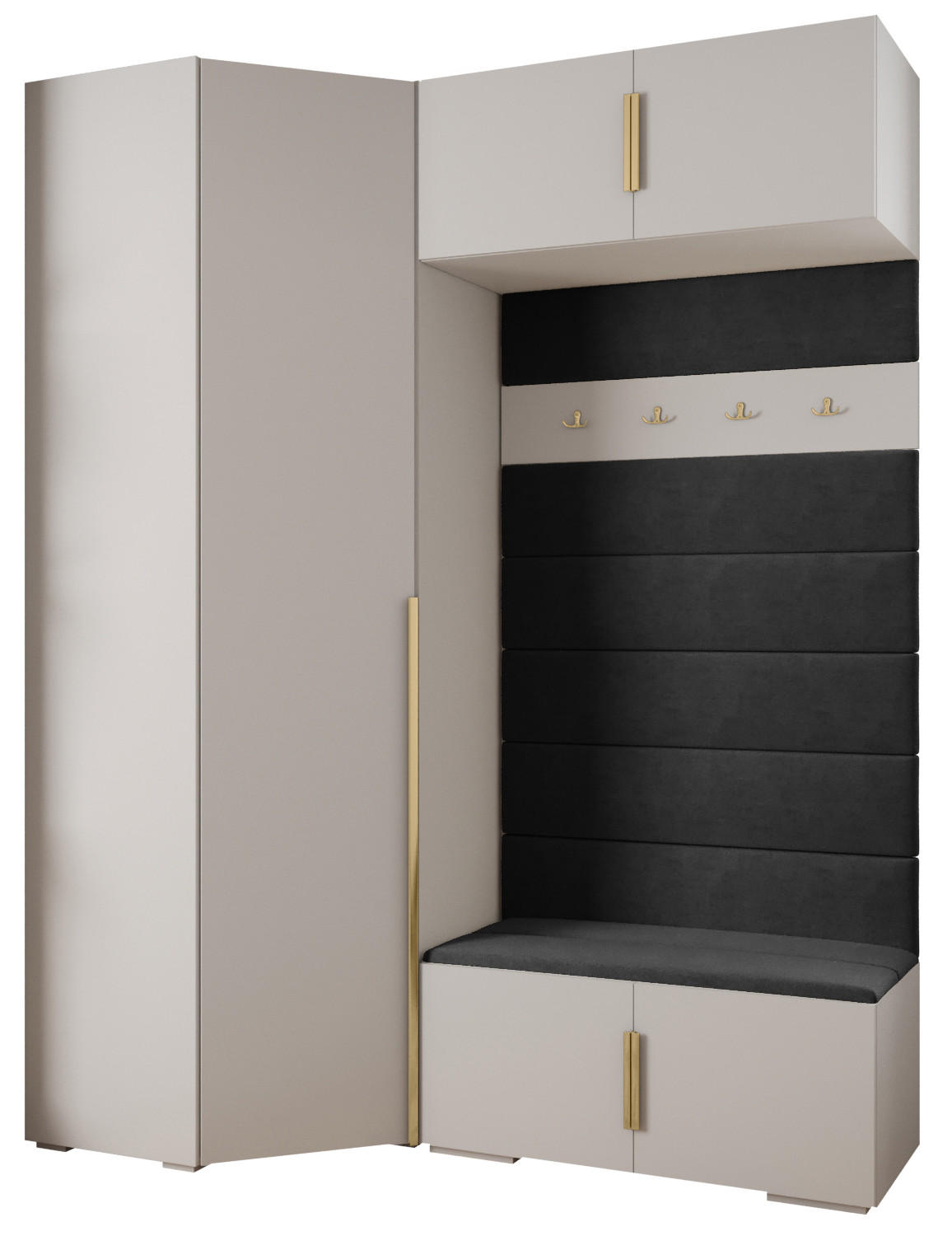 GARDEROBEN-SET 236,7/181,7/47 - Goldfarben/Schwarz, Holz/Metall (181.7/236.7/47cm) - Abiks Möbel